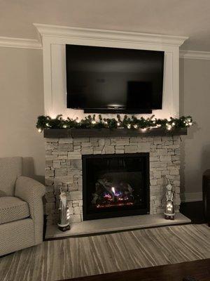 Direct vent gas fireplace framed and finished by Jim Bolash, owner of Woodcrafters in Arlington Heights