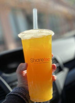 Mango Green Tea with lychee jelly