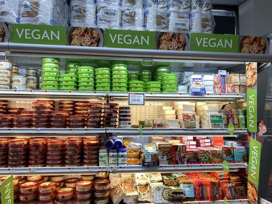 Large display of Vegan products.