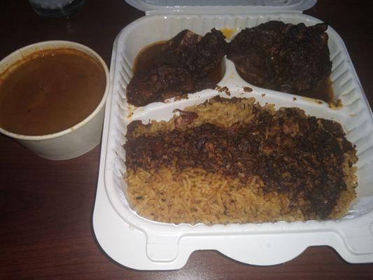 Oxtail yellow rice and beans , sooooo good