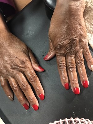 Manicure with Red polish