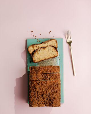 Gluten free cinnamon coffee cake sold by the slice and full loaf