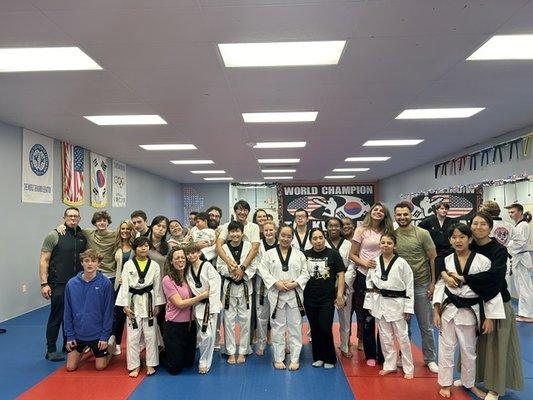 Our December 2023 black belt testers and their familes. Thank you for your support!