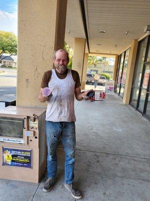 I gave my ube latte togo for a thirsty homeless  man in front of Ross' store 11/25/22