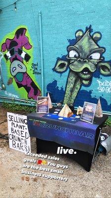 My set up where I sell my bars at the Vegan Nom truck taco park off 2324 E Cesar Chavez St!