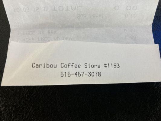 top of cash register receipt