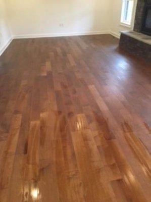 Post construction after picture of wood floors in a new home