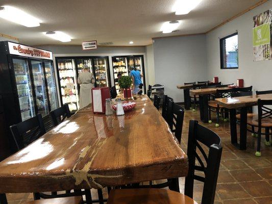 Country cupboard's dining area.