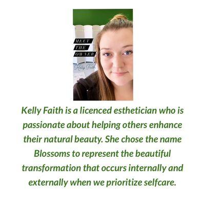 Kelly Faith is the face of Blossoms Beauty and Skincare