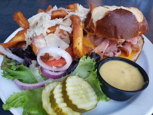 Ham and Cheese with parmesan truffle fries