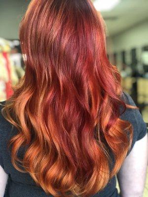 red copper hair painting