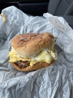 Sausage egg and cheese sandwich