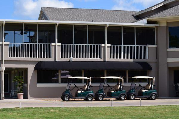 Back view of clubhouse from course