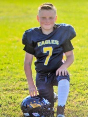 My son's haircut for football pictures.