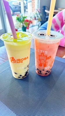 Pineapple/Coconut slush with Boba Tea