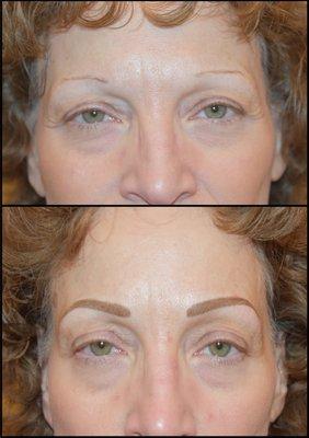 Brows done by Ashley- before and immediately after