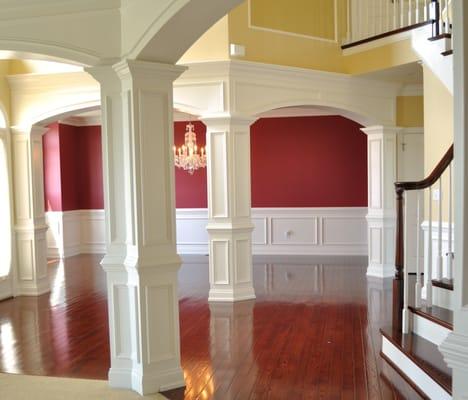 Archways, Wainscot, Decorative Columns, Painting job