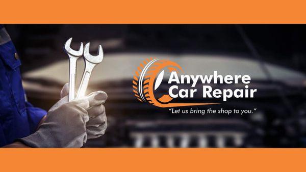 Anywhere Car Repair Logo Featuring hands holding wrenches