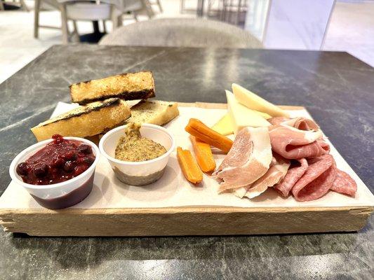 Cheese and charcuterie. They were out of pickled veggies and apple slices.