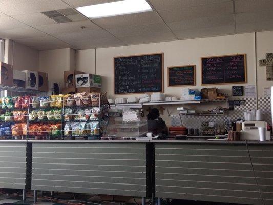 Inside view of the menu board and counter.