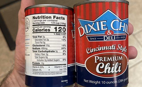 I'm not saying that Dixie Chili is healthy, but, check out those macros!  30/10/10 per can?!  Wow.