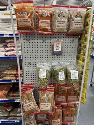 Hard to find spices like Kashmiri chilis and cardamom pods!