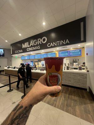 Concession counter, michelada.