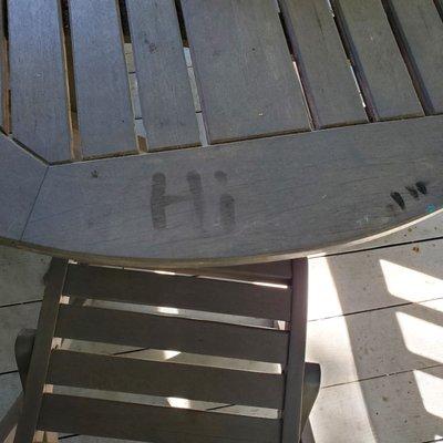 Screened in porch table on arrival