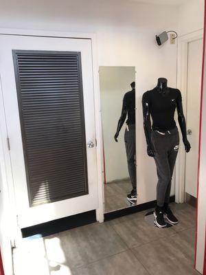 Women's dressing room directly next to women's shoes