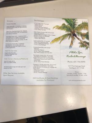 Service menu: lots of great affordable packages