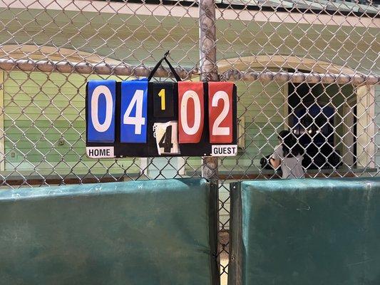 That our score from the first game. We lost but, I did make it to second base though.