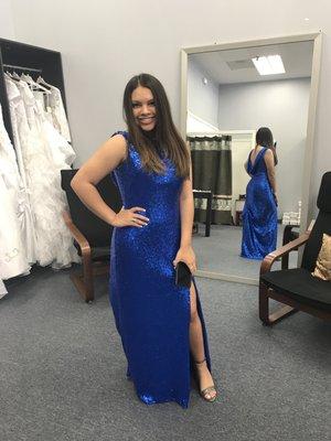 Bridesmaid dress with allover sequins royal blue