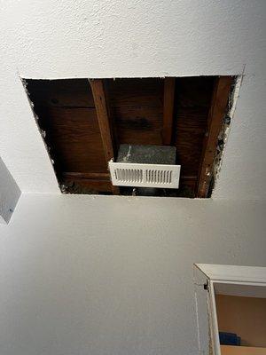 Holes in my ceiling and walls without sheet rock living like this for FIVE months and counting!