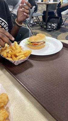 Cheeseburger and fries