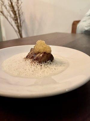 Amuse bouche- sunchoke w/ sage foam