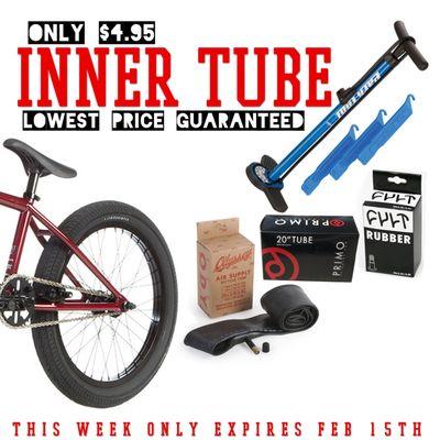 $4.95 All bicycle tube sizes - excludes 26 x 2.3" & wider - CALL NOW!!!