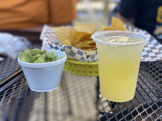 Guacamole and a margarita on the patio