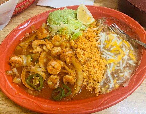 Shrimp fajitas hold the bell peppers.