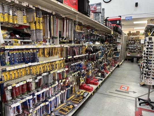 We sell drill bits, Screwdrivers, hand saws, tool sets, and toolboxes.