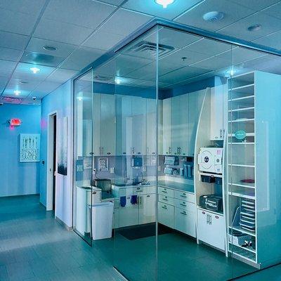 Sterilization Area with UV disinfecting lights