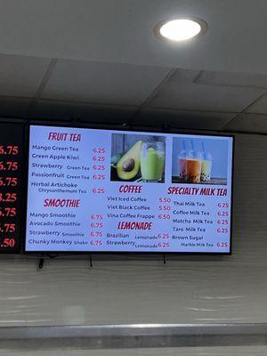 Dessert menu