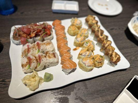 Special: 5 rolls. Damu roll, Philadelphia roll,  monster,