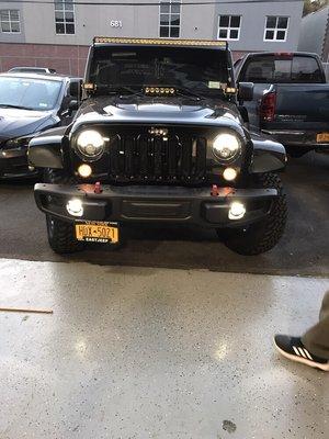 Led lights installed headlights and fogs.