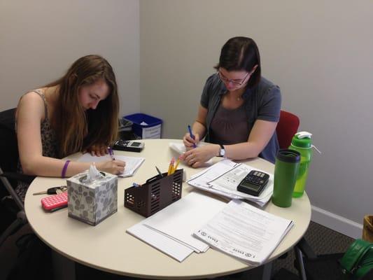 Tutoring occurs in an quiet, one-on-one setting.