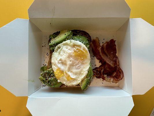 Avocado Toast, Egg, Bacon