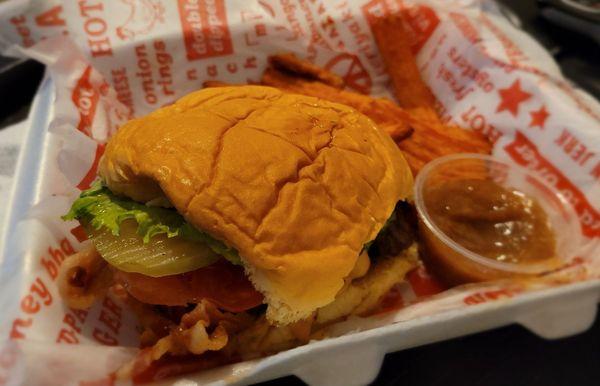 Jefferson's Burger with sweet potato fries