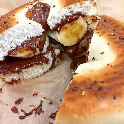 #6 Bagel special: Nutella and banana on an everything bagel