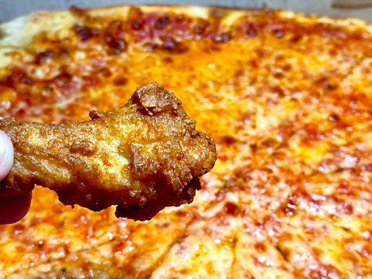 Wings and large cheese pie