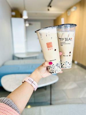 QQ tea with coffee jelly, original with coffee jelly and boba!