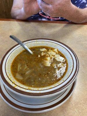 So called vegetable beef soup, mostly cabbage